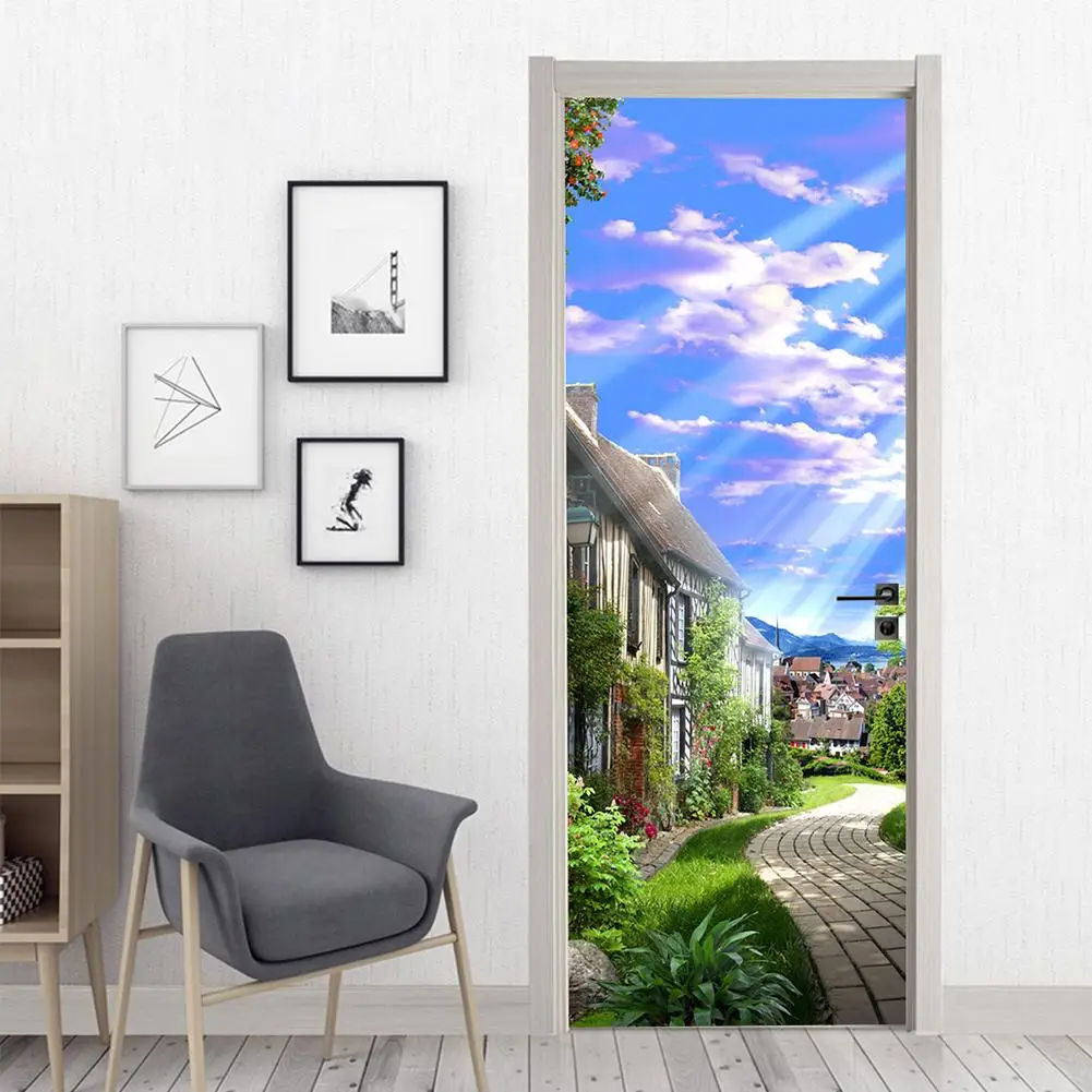 

3D Landscape Alley Door Sticker Removable Mural Decal Picture Wall Home Decor