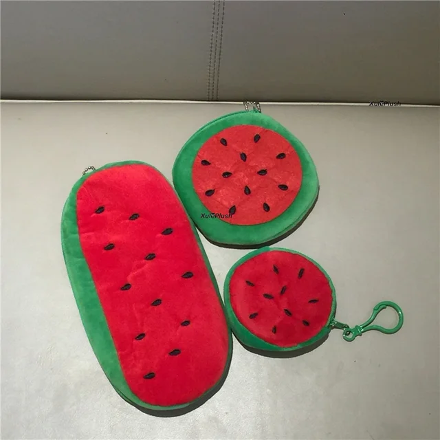 3sizes , 8cm 10cm and 20cm watermelon fruit plush purse , Key Hook Plush Coin Purse BAG 1