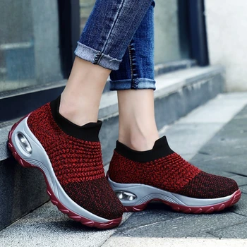 

Tennis Shoes for Women Platform Sneakers Spor Ayakkabi Bayan ourdoor Sports Solid color Breathable sock footwear Zapatos Mujer