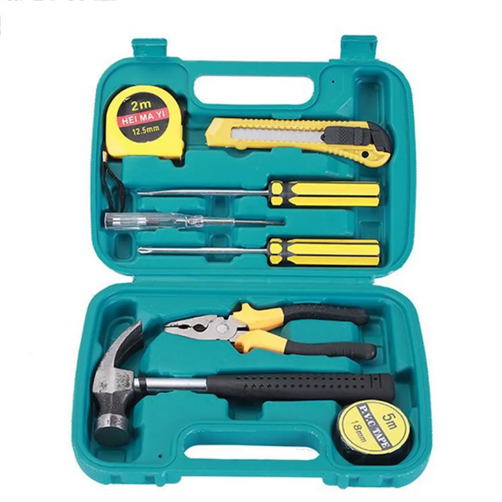 

Small 9-piece Set of Emergency Tools Safety Hammer Hardware Tool Set Car Home Box Toolbox Repair Simple Combination