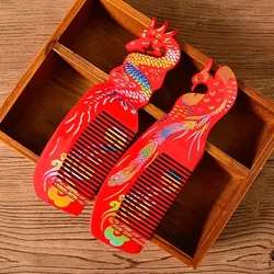 wedding comb Wedding Comb Red Pair Combs Plastic Dragon And Phoenix Hairbrush A Bride Dowry Supplies Festive Marry