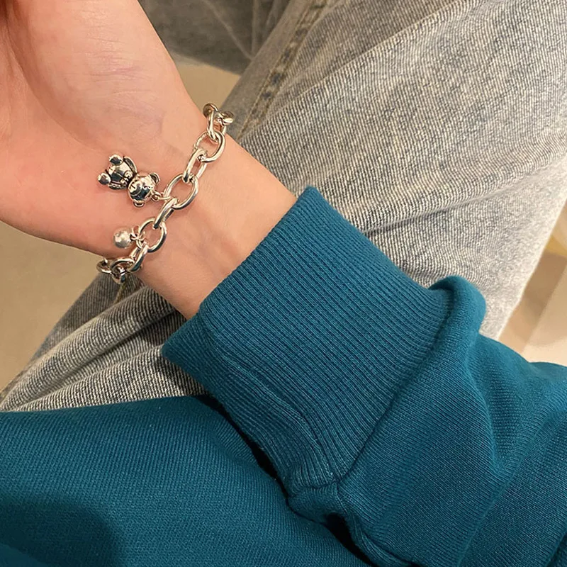 Bracelet jewelry Fashion Handmade Vintage Bear Pendent Charm Bracelet &Bangle Women Wedding Luxury Jewelry