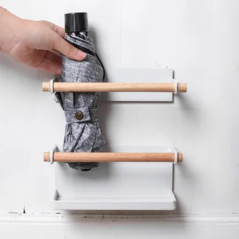 

Nordic Creative Adjustable Two Layers Umbrella Storage Rack Holder Wall-mounted Magnetic Umbrella Stand Water-proof Iron Hanger