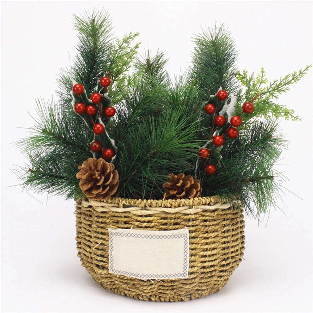

New Year's Simulation Berry Short Branch Holiday Pine Needle Pine Tower Artificial Plant DIY Christmas Decor
