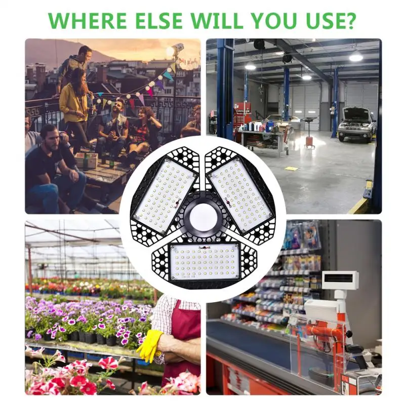 

LED Garage Lights 60W Deformable LED Garage Ceiling Lights 6000 LM CRI 144 Led Shop Lights for Garage warehouse studio square