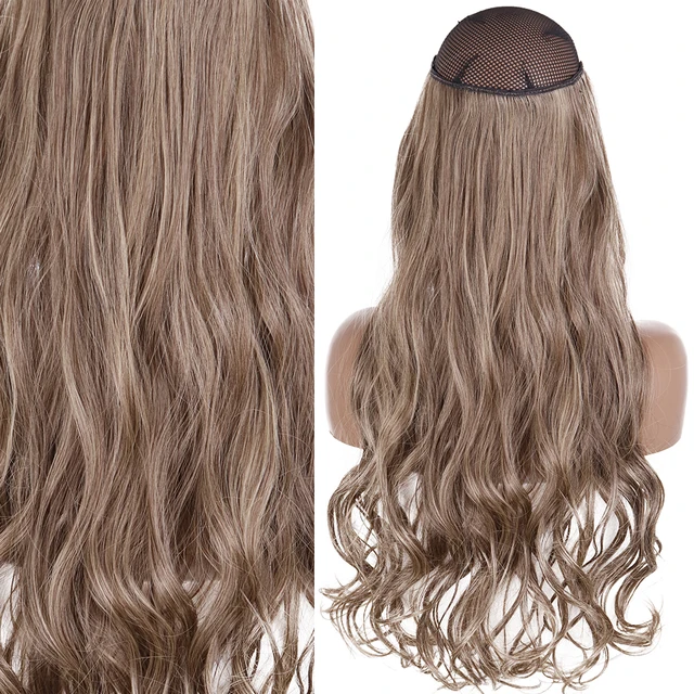 Synthetic No Clip Invisible Wire Hair Extensions Straight Natural Black Blonde One Piece False Hairpiece Halo Hair Extension J-m12-613