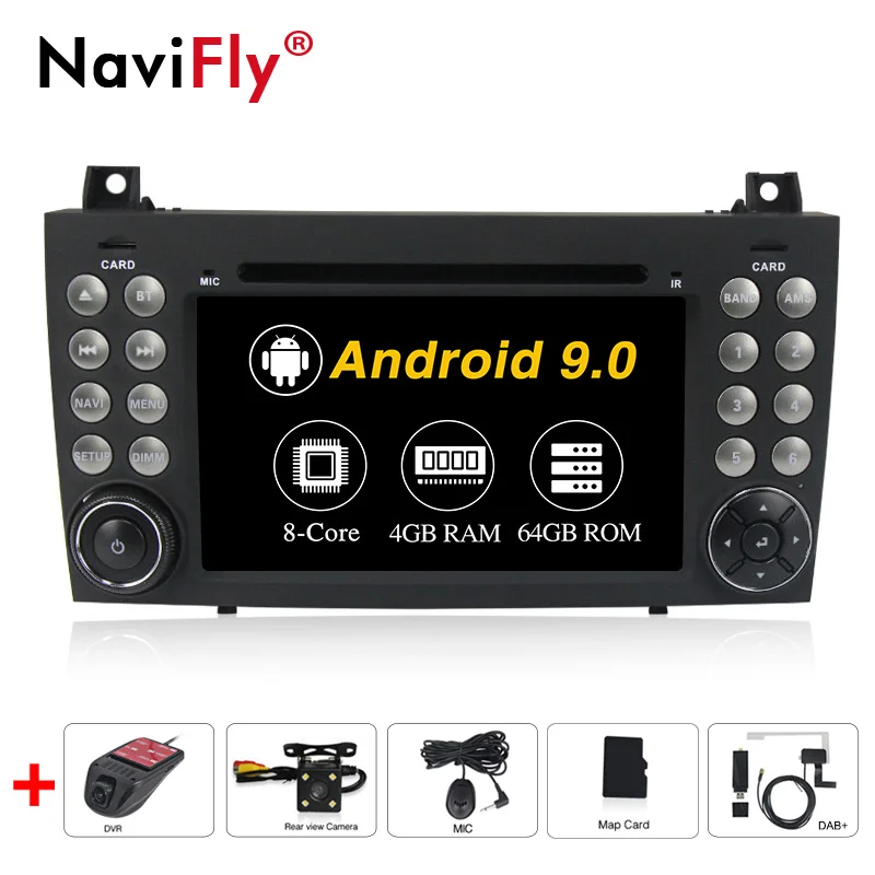 8Core 4+ 64G Android 9,0 Автомобильный DVD стерео Мультимедиа для Mercedes Benz W171 SLK Class R171 2004~ 2011 SLK20 gps навигация Радио RDS - Цвет: 8Core Camera DVR DAB
