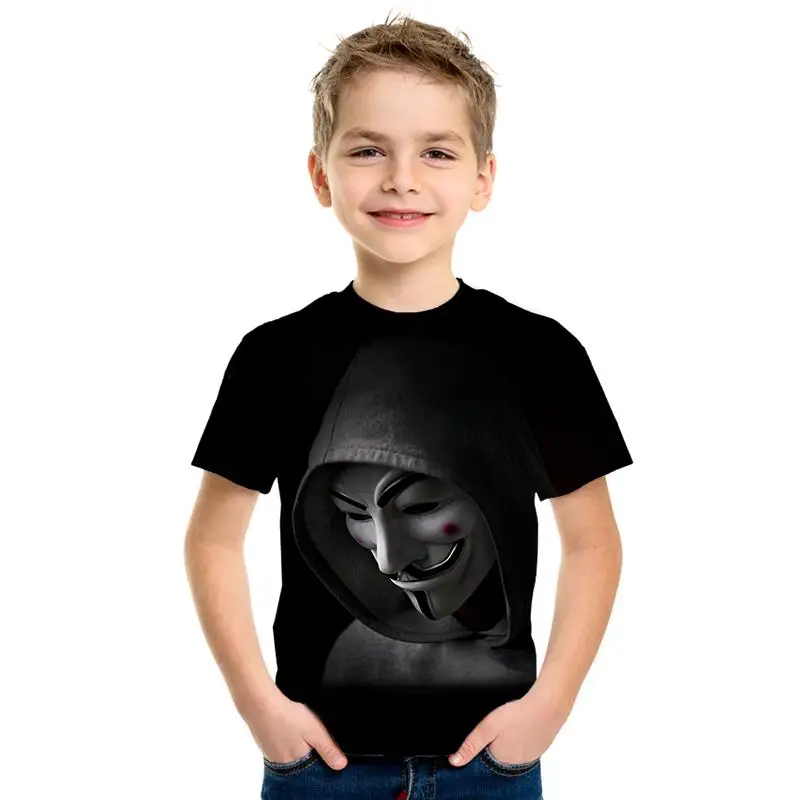 Г. Футболка с 3d принтом фильма V for Vendetta летние модные топы для мальчиков и девочек, рубашка детская одежда с принтом детская футболка