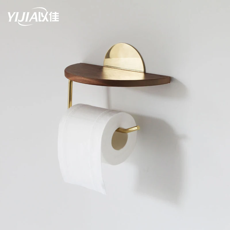 

Japanese style punch-free solid wood wc paper holder toilet paper rack toilet paper towel holder bathroom roll paper storage