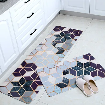 

PVC Kithchen Carpet Plaid Waterproof Long Floor Mat Entrance Doormat Oilproof Leather Kitchen Mat Anti Slip Bath Rugs 45x150cm