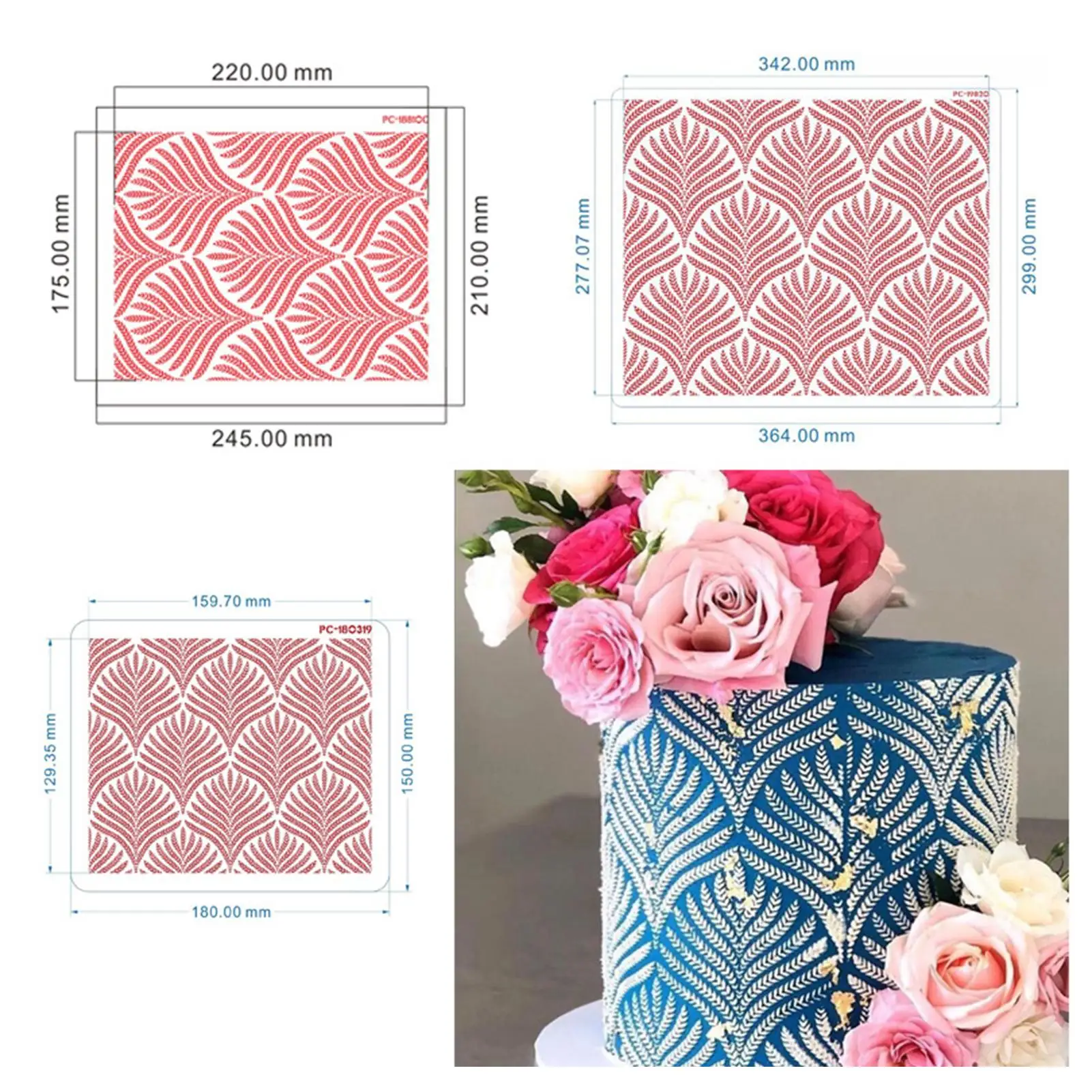 

DIY Baking Cake Flower Wheat Printing Template Mold Icing Sieve Border Mould