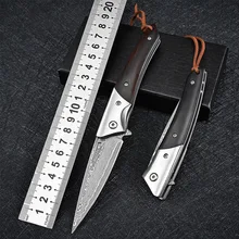 

Knife VG10 Damascus Ball Bearing Hunting Folding Blade Knife Tactical Military Outdoor Survival EDC Ebony handle Pocket Knives