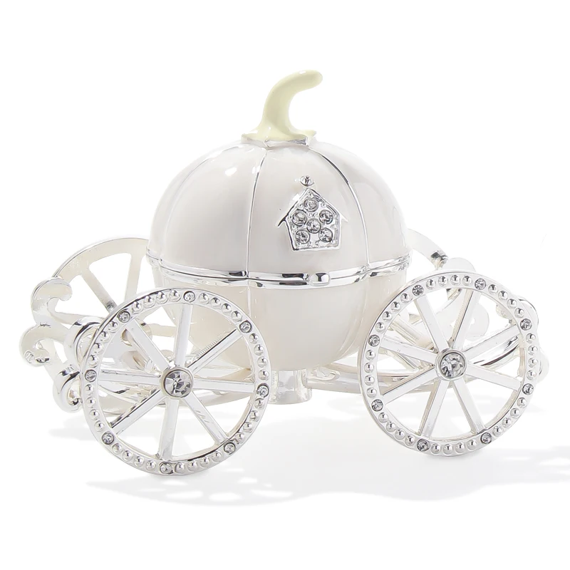 LASODY Glass Crystal Box Cinderella Pumpkin Carriage Jewelry Display Appliance Wedding Gift for Friends Home Decoration