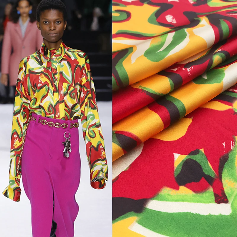 147 см широкая ткань с цифровым печатным рисунком метр микро эластичная рубашка платье ткань полиэстер ткань оптом полиэстер ткань