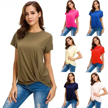 

clothing UVRCOSclothing UVRCOS 2019 New Style Women's Dress Crew Neck Short-sleeved Top Solid Color Women's T-shirt Long Shirt