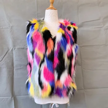 

MJ-6 New Fashion Winter Clothing Multicolor Imitation Fox Fur Vest Women Waistcoat