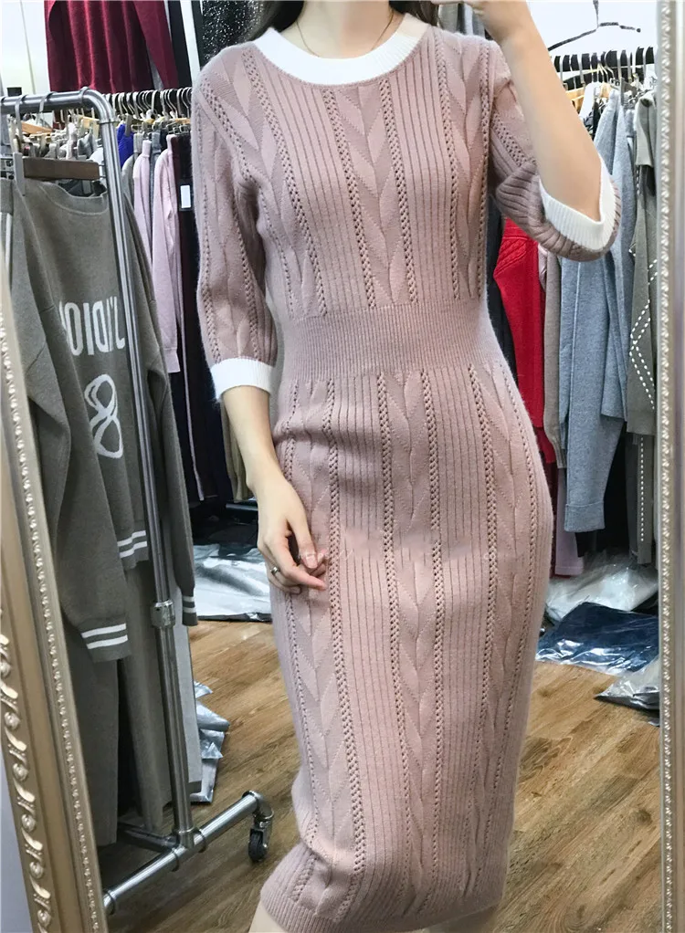 Vestidos mujer, платье из натуральной шерсти, Vadim, Кашемировое вязаное платье, женская мода, с длинной талией, цветная подходящая сумка, бедра, новинка