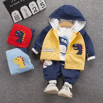 

Autumn Toddler Boys Grils Clothing Sets Baby Clothes Infant dinosaur Hoodies Coats T Shirt pants 3Pcs Kids Child Casual Costume