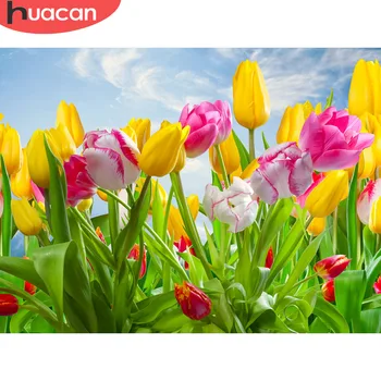 

HUACAN Diamond Painting Flower Tulip Full Square Drill Diamond Embroidery Flower Mosaic Kit Cross Stitch Rhinestone Decoration