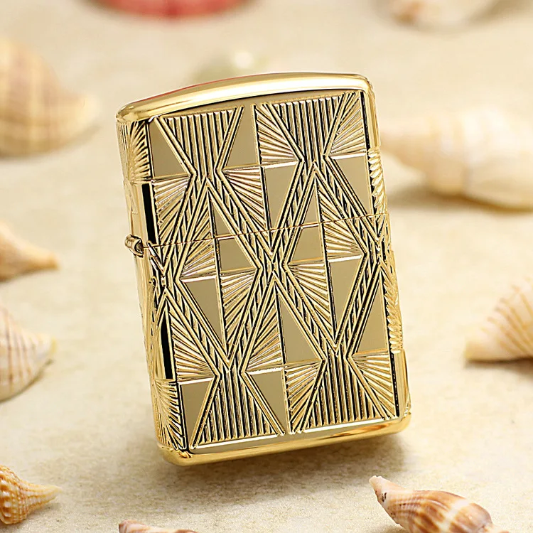 Оригинальная масляная Зажигалка Zippo Роскошная золотая броня алмазные узоры