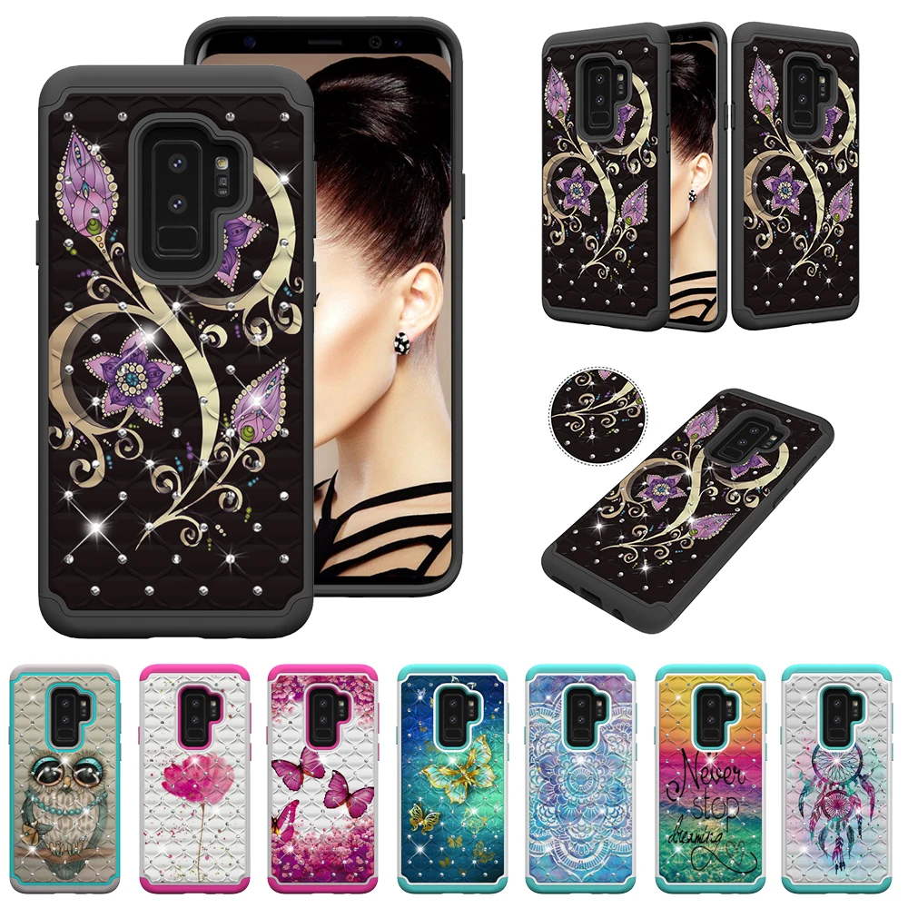 Роскошный окрашенный чехол из ТПУ и твердого пластика 2 в 1 для samsung S8plus S9 S9plus S10