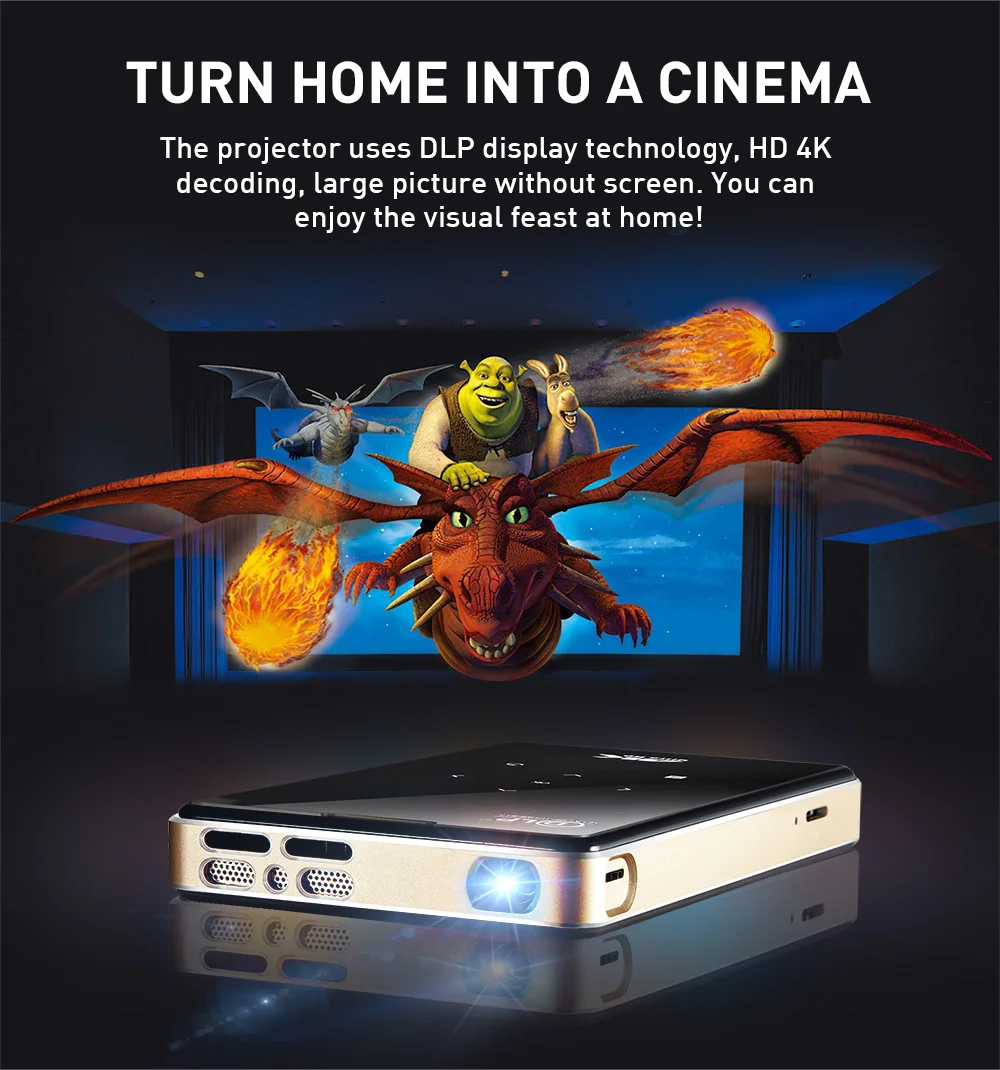 projectors for sale DLP P09 Mini Portable Android 9.0 Projector 1GB 2GB RAM 8GB 16GB 32GB ROM 2.4G/5G WiFi BT4.2 Miracast Airplay 4K Home Cinema apple projector