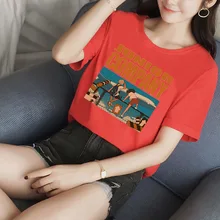 Summer Korean style College Style Red White Loose Fit Tshirt Short Sleeve O Neck Oversize Printed  T shirt Free Shipping 2020
