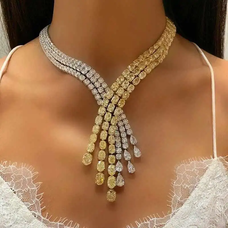 Vedawas INS Роскошные массивные стразы ожерелья воротник цепи с украшением в виде кристаллов колье Для женщин Модные украшения свадебный подарок