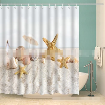 

Personal Digital Printed Polyester Bath Curtain Beach Green Scene Waterproof Bathroom Shower Interval Curtain Accessories