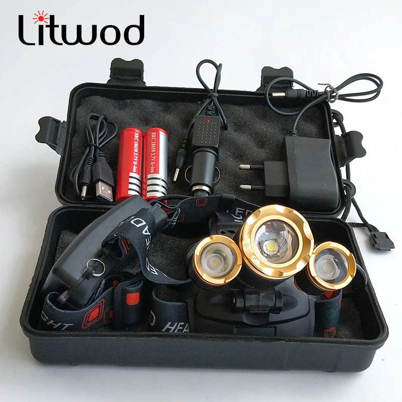 

Z40 IR sensor LED headlight headlamp Head flashlight Torch Zoomable 13000Lm T6 rechargeable Forehead lamp light Fishing