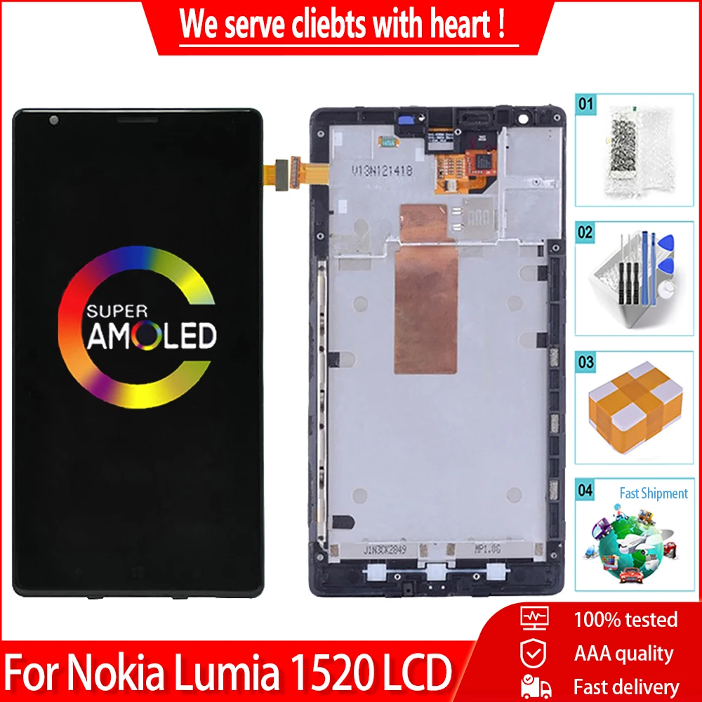 ЖК-дисплей 6 0 &quotдля Microsoft Nokia Lumia 1520 RM-937 сенсорный экран 100% Протестировано AMOLED с