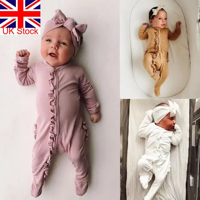 US $7.02 Newborn Infant Baby Boy Girl 0-12M Kids Cotton Romper Jumpsuit Clothes Outfit