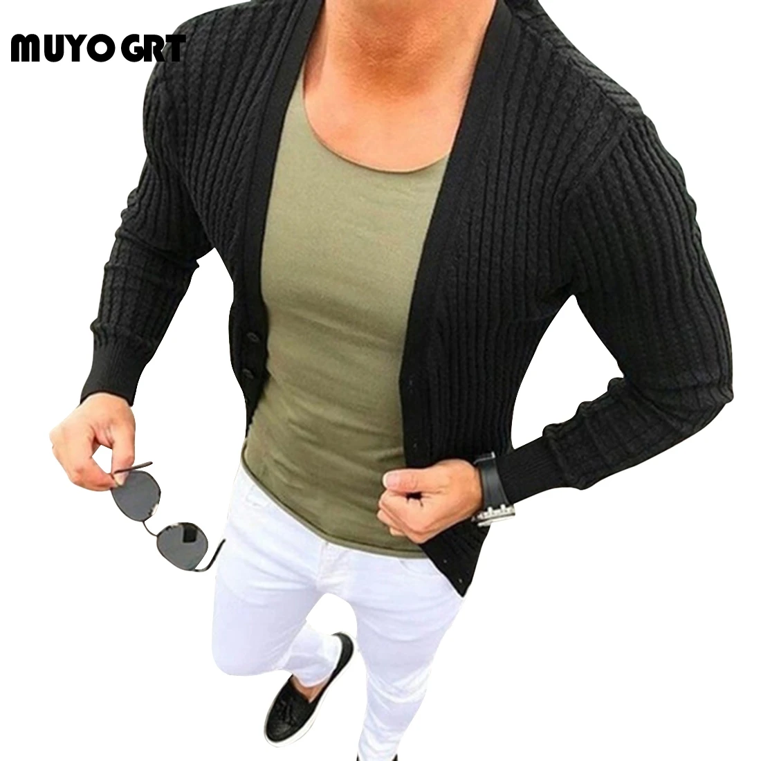 

MUYOGRT Men Clothes Knitwear Tops Casual Sweater Coat Solid Men Sweatercoat Tricot Cardigan Long Sleeve Knitted Sweater Hombre