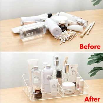 

Acrylic Makeup Organizer Cosmetic Plastic Storage Box Desk Bathroom Cosmetic Storage Case Organizer Office Box