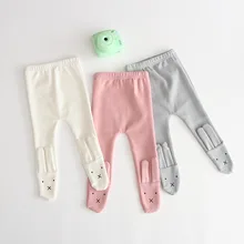 Штаны для новорожденных хлопковые детские леггинсы с кроликом осенние повседневные штаны для маленьких мальчиков и девочек штаны для малышей