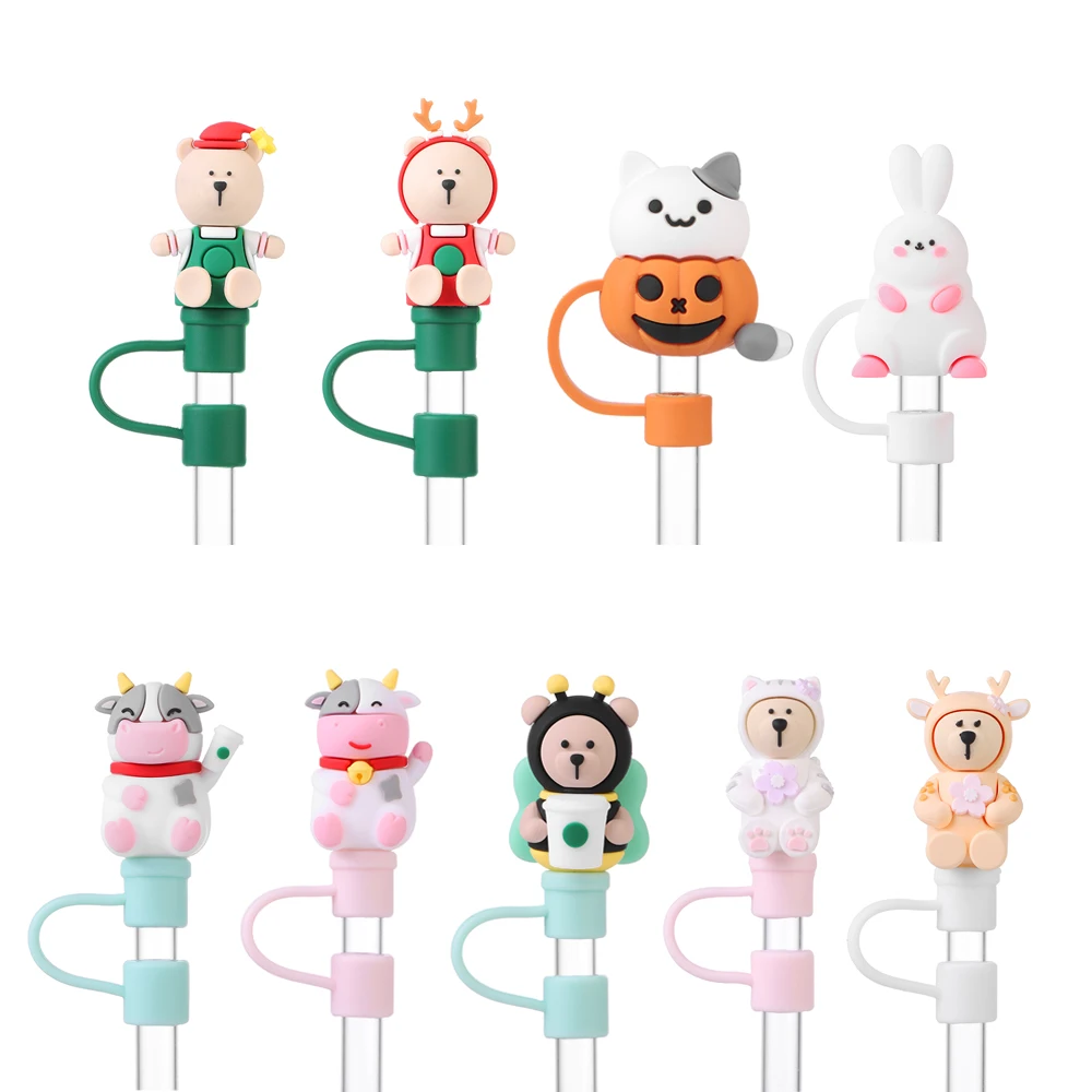 1PC Creative Reusable Silicone Straw Plug Splash Proof Drinking Dust Cap Dust-proof Tips Cover Cup Accessory Kitchen Tool | Дом и сад