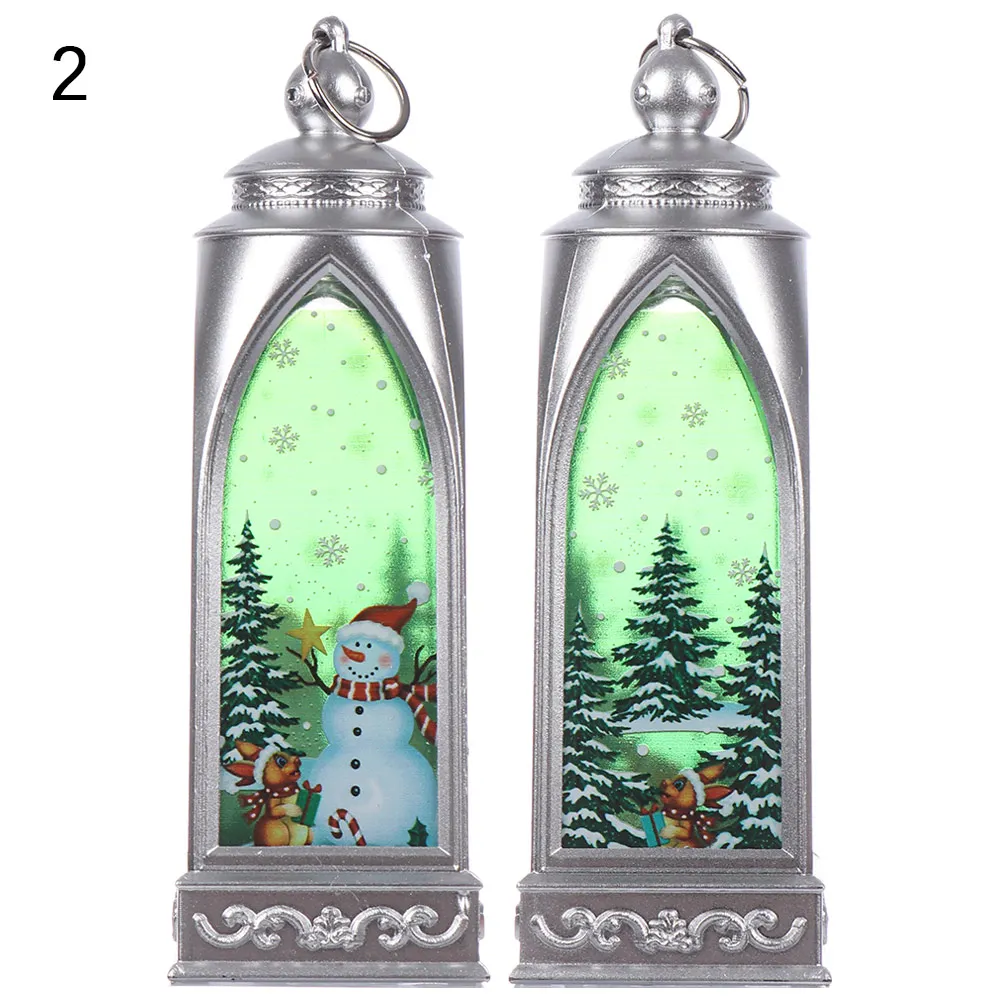 B 1PC Multicolor Plastic Wire Hanging Lantern Decoration LED Candlestick Light Lamp Ornamernt Santa Claus Home Decor DIY Crafts - Цвет: B
