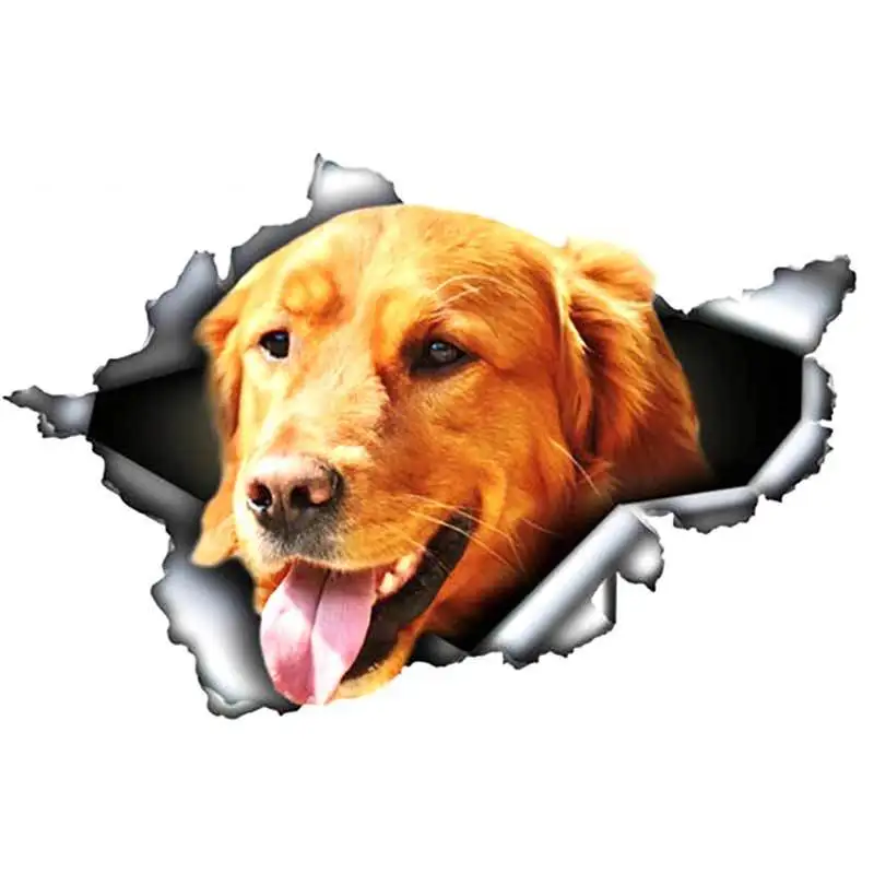 

S40703# Various Sizes Funny Self-Adhesive Decal Golden Retriever Animal Car Sticker Waterproof Auto Decors on Bumper Rear Window