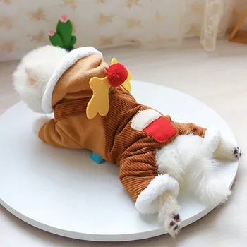 

Christmas Pet Winter Elk Jumper Pants Jumper Fleece Thickened Soft Warm Fashion Puppy Coat Clothes For Small Medium Dogs