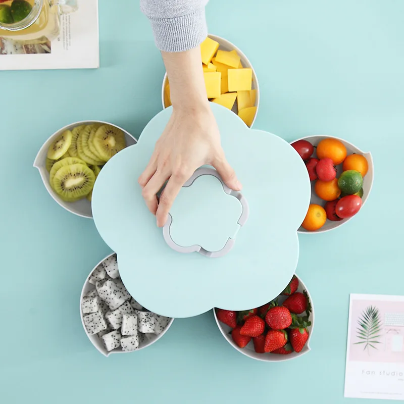 #Special Offers Petal Rotation Fruit Box Melon Seed Plate Household Dry Fruit Box Lazy Person Multifunctional Candy Nut Box Storage Container #Special Offers Petal Rotation Fruit Box Melon Seed Plate Household Dry Fruit Box Lazy Person Multifunctional Candy Nut Box Storage Container