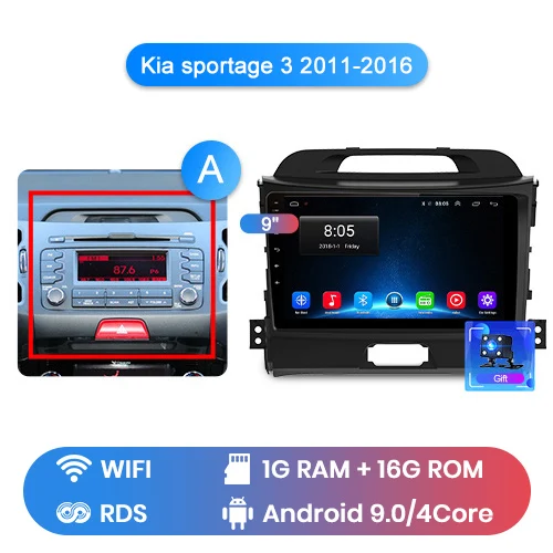 Junsun 4G+ 64G Android 9,0 для Kia sportage 3 4 2010 2011- Авто 2 din автомагнитола стерео плеер Bluetooth gps Нет 2din dvd - Цвет: WIFI 1-16G-A