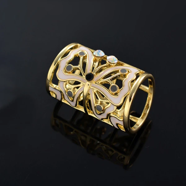 2pcs Vintage Butterfly Scarf Buckle Ring Scarf Clip Slide Tube Scarf Jewelry Gold Tone