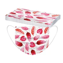 10/50pc Masque Jetables For Disposable Face Masks Adults Feather Printed 3-layer Facemasks Masque Jetables Mondkapjes Маска