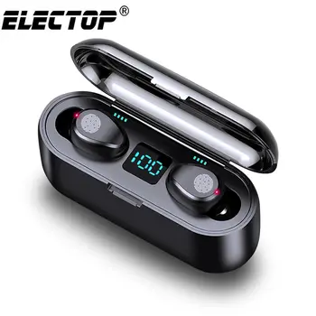 

Wireless Earphone Bluetooth V5.0 F9 TWS Wireless Bluetooth Earburds LED Display With 2000mAh Power Bank Headset With Microphone