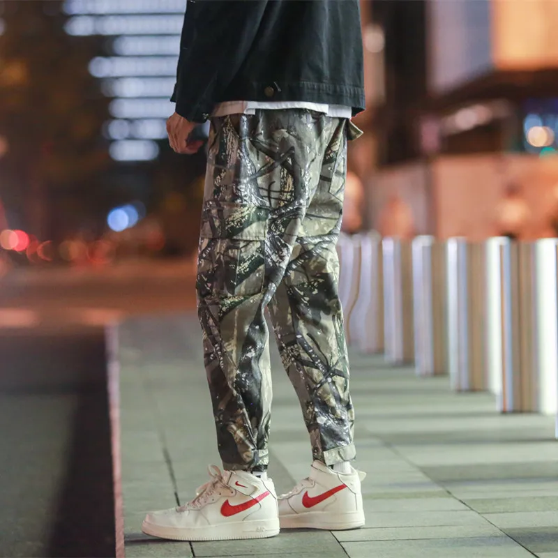 2115 повседневные штаны бегунов для мужчин 2019 японский Уличная Камуфляж Брюки карго боковые карманы эластичный пояс плюс размеры 5XL