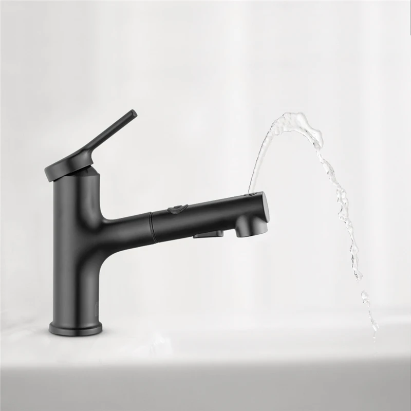 

Diiib Bathroom Pull Out Rinser Sprayer Basin Sink Faucet High Body Black Faucet 2 Mode Mixer Tap Deck Mount from Youpin