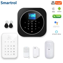 Kit système d'alarme sans fil, wi fi, GSM, avec clavier tactile LCD TFT, 11 langues, 433MHz, application IOS/Android, télécommande intelligente, capteur de sirène 