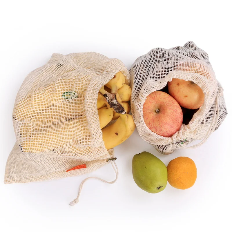 

10pcs Reusable Mesh Storage Bags Cotton Washable Bags for Shopping Fruit Vegetable Organizer Kitchen Home Organizer Bag