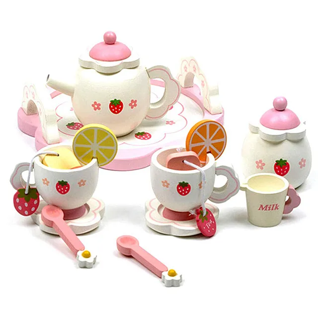 14pcs Children Wooden Mini Tea Set To 