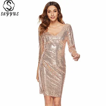 

Skyyue Robe Cocktail Three Quarter Sleeve Mini Cocktail Dress V-Neck Backless Cocktail Dresses for Plus Size Women YM017
